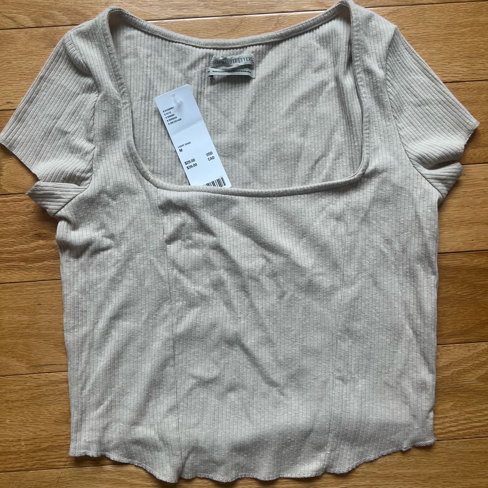 Urban Outfitters Squareneck Sand / Beige / Cream Shirt